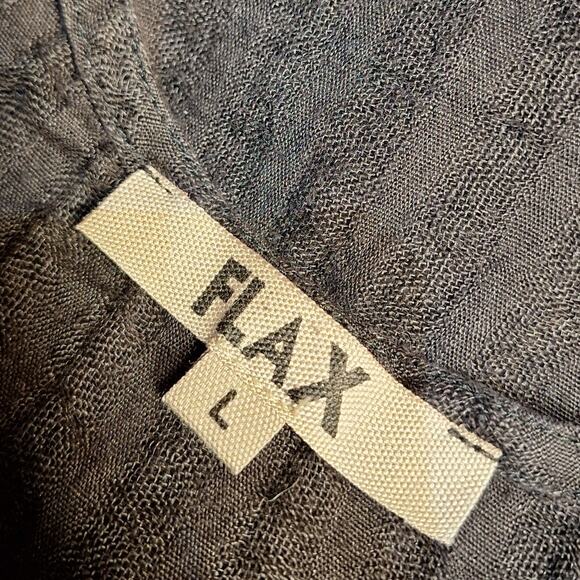 FLAX 100% Linen striped tank top black semi sheer size large flowy Lagenlook - Picture 6 of 8